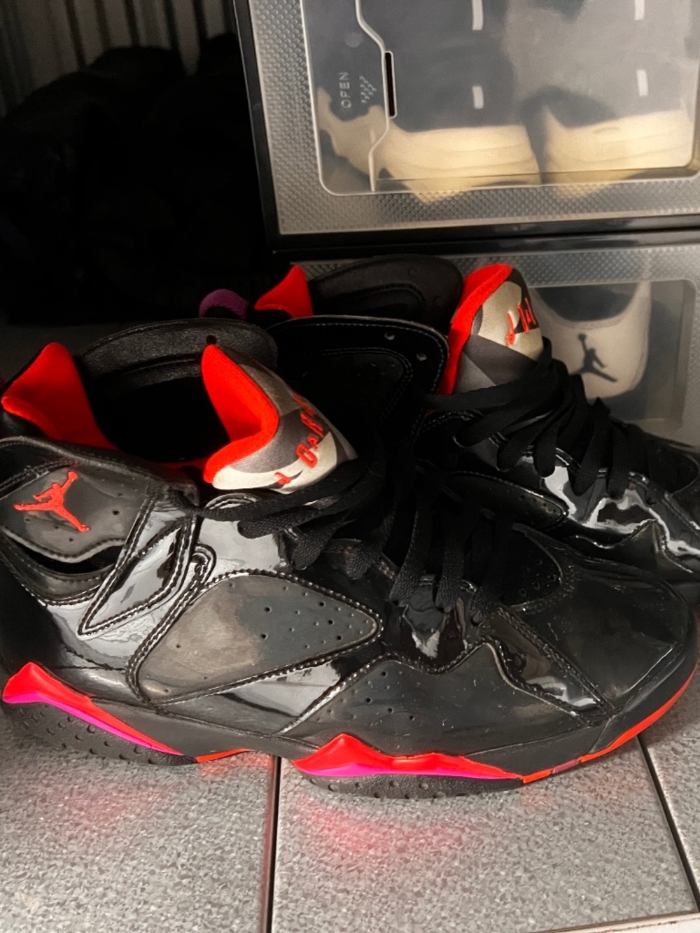 Jordan 7 - Black/Red/Purple - Leather